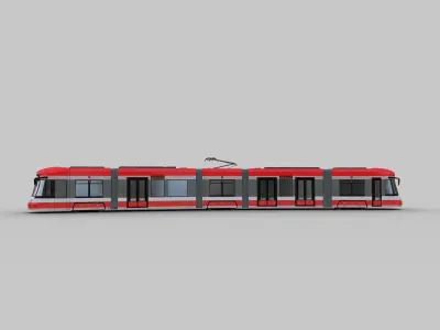 Bombardier Flexity tram Krefeld Low-poly 3D model