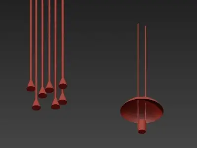 Pendant set of brass lights 3D model