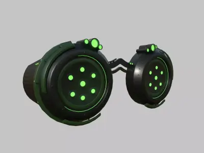 SciFi Glasses G04 Black Green - Character Design Fashion Low-poly 3D model