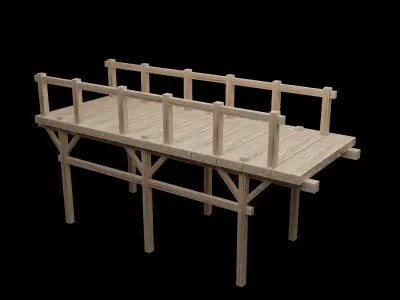 Wooden Bridge for games   Low-poly 3D model