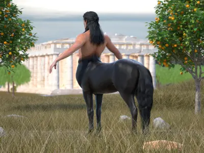 Creature Long Hair Centaur Rigged for Maya 