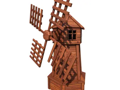 Garden decorative wooden mill 3D model