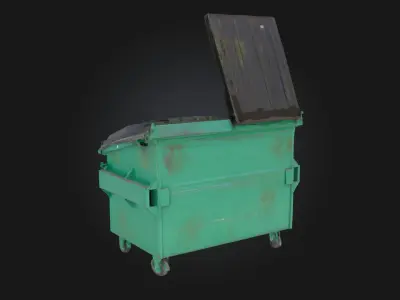 Green Dumpster  Urban Decay with Functional Detail 3D model