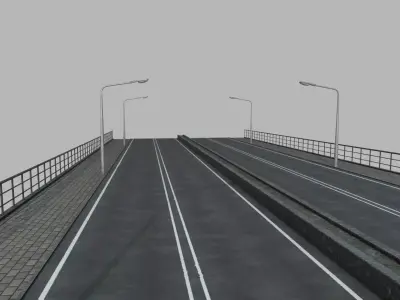 Modular highway PBR Low-poly 3D model