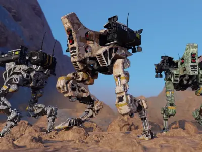 Mech Walking tank - low-poly game-ready 3D model Low-poly 3D model