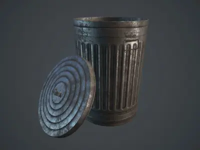 Trash Can PBR Game Ready Low-poly 3D model