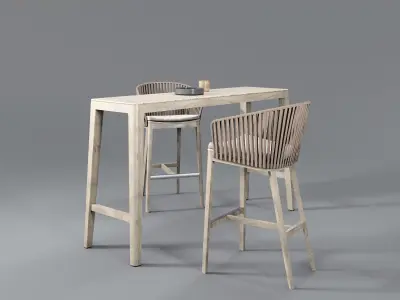 Mood bar chair and table 3D model