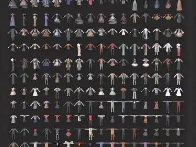 500 Plus Cartoon Cloth Collection Game Ready Model Pack Low-poly 3D model