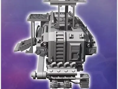 Futuristic shelter in a vehicle carcass with thermal engine and  3D print model