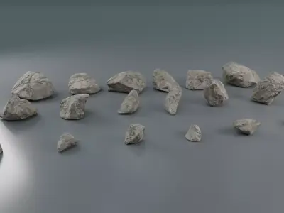 Rocks set 2 in row Low-poly 3D model