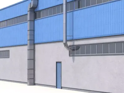 Blue Industrial Building 31 PBR Low-poly 3D model