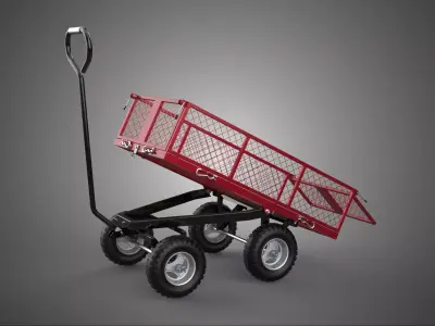COLLAPSIBLE MESH FOLDABLE FOLD TROLLEY TROLLY CART WAGON TRAILER 3D model
