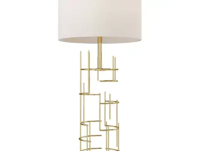 Modern Cylindrical Gold Table Lamp Low-poly 3D model