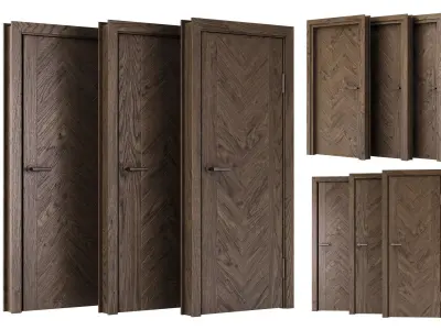 Wooden Door Set V11  3D model