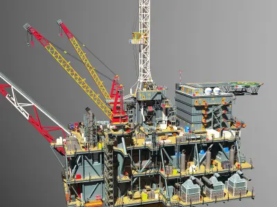 Perdido Oil Rig Low-poly 3D model