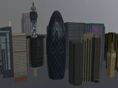 London High Rise Pack Low-poly 3D model