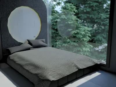 Modern Upholstered Bed  Scene Not Included 3D model