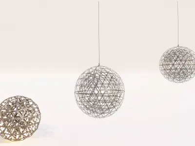 Modern Metal Mesh Pendant and Sphere Chandelier Pack 3D model