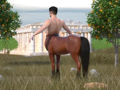  Centaur Mythical Creature A-Pose Fur 