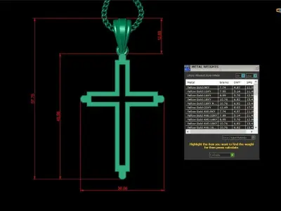 High Cross Pendant Light Gold 18K 4CP044 3D print model