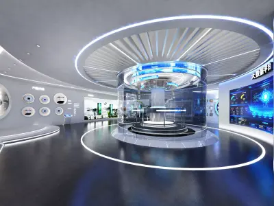 Futuristic Exhibition Interior Sci Fi Hall Low-poly 3D model buy