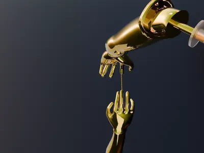  separating hands gold earring  3D print model