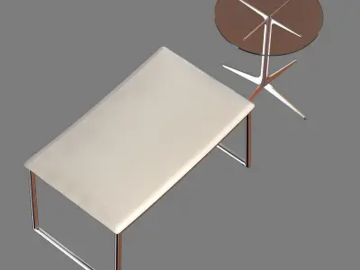 cb2 triumph chalk ottoman and custom made round side table with  3D model