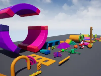 Fun Obstacle Course Expansion For Unreal And Unity Low-poly 3D model