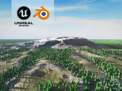 Volcano Mountain Range Version 5 3D model