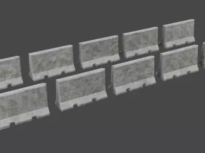 Concrete Barricade Pack Low-poly 3D model
