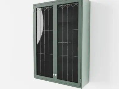 Green 2-Door Cottage Kitchen Wall Cabinet 3D model
