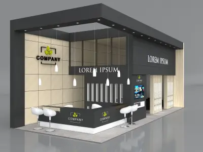Exhibition Booth Stand Stall 12x5m Height 500 cm 2 Side Open 3D model