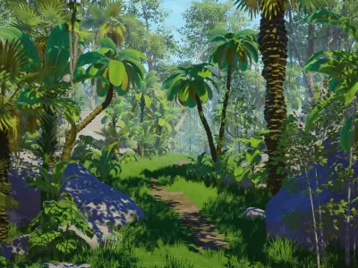 Stylized Environment Series - Jungle Package Low-poly 3D model