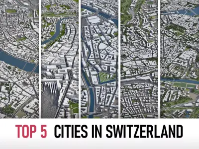 Top 5 Cities in Switzerland 3D Model Pack