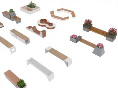 Park Bench Package 3D model