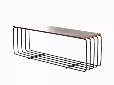 Fence Bench Set Low-poly 3D model