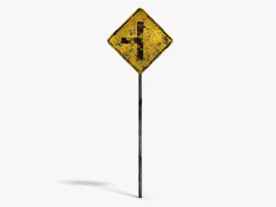 Damaged Crossing Sign Low-poly 3D model purchase