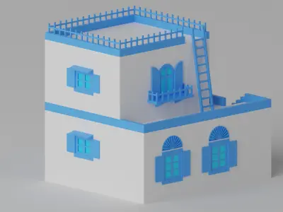 Cartoon Greek House 3D model
