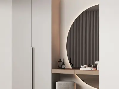 537 hallway zone 13 half round mirror 02 3D model