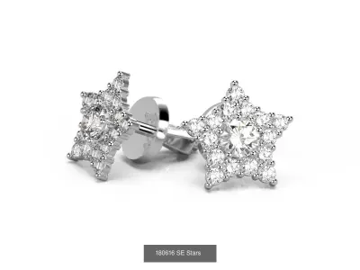 The collection of 15 stud earrings  3D Model Pack