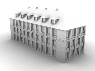 School old brick building 3D model