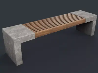 Modern Outdoor Bench 23 PBR Game Ready Low-poly 3D model