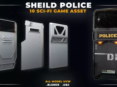 10 SCI-FI SHEILD POLICE GAME ASSET 3D model
