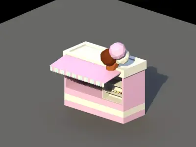 Low Poly Ice Cream Stand Low-poly 3D model