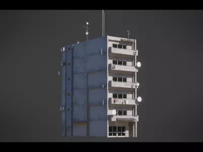 Dystopian Cyberpunk Building 9 Low-poly 3D model