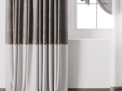 Hadi Curtain With Roman Blind 62 Low-poly 3D model