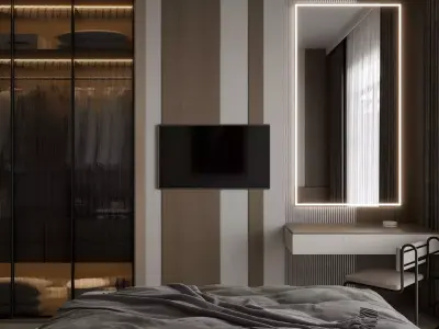 Modern bedroom Low-poly 3D model