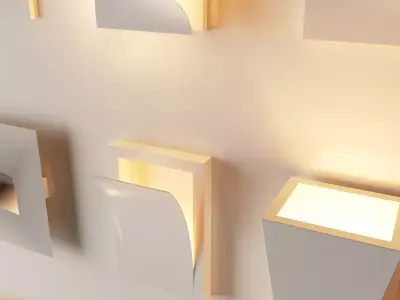 Minimalist Origami Geometric Wall Light Set 3D model