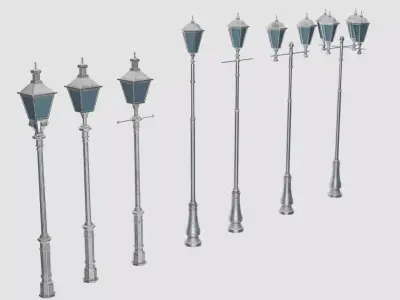 Antique street lights asset Low-poly 3D model
