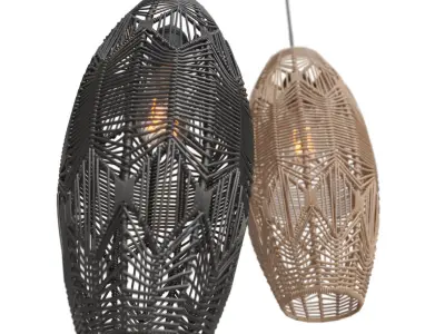 Ceiling Lamp Rattan - Tika Lace Shade 3D model